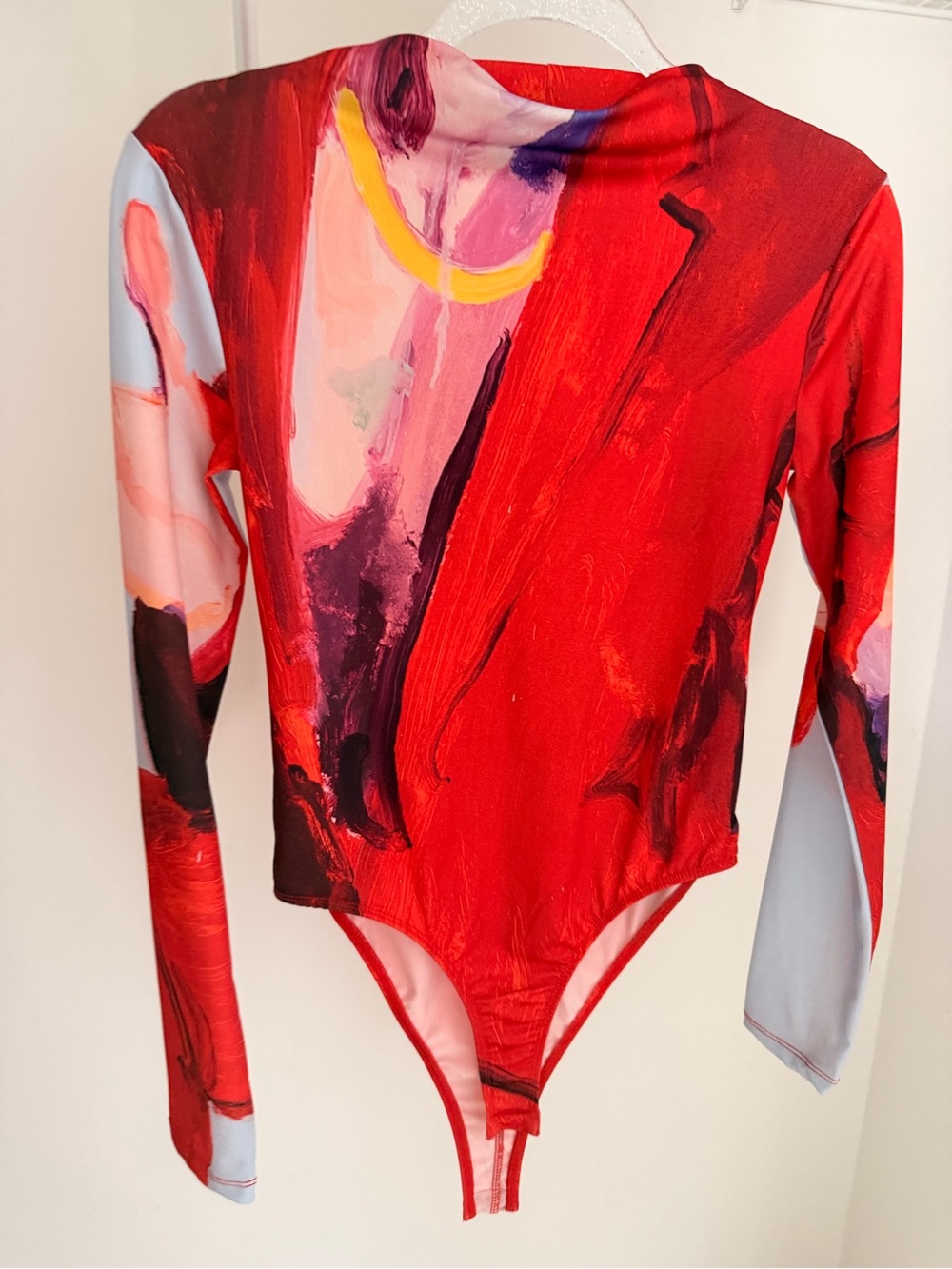 Zara Multi-Red Pink Abstract Print Bodysuit